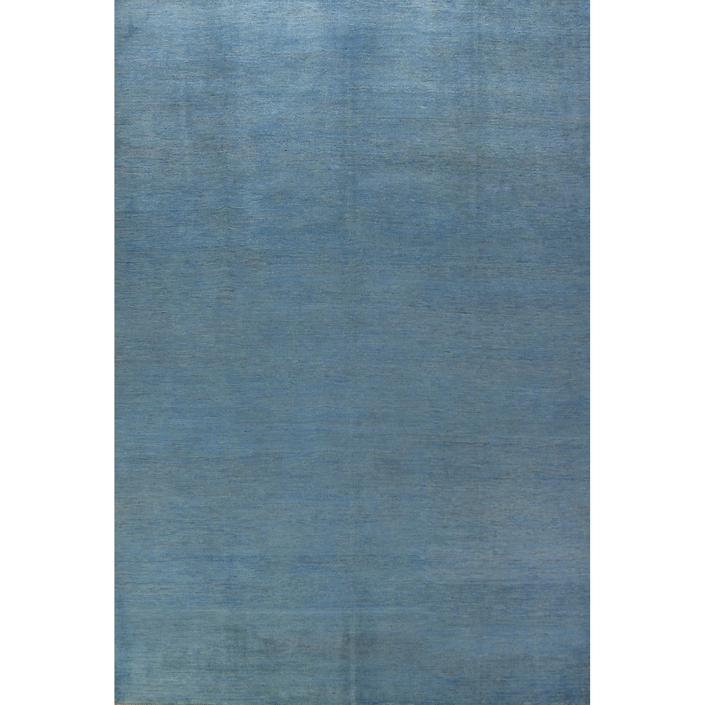 Light Blue Modern Gabbeh Oriental Area Rug Handmade Wool Carpet - 6'10" x 9'9"
