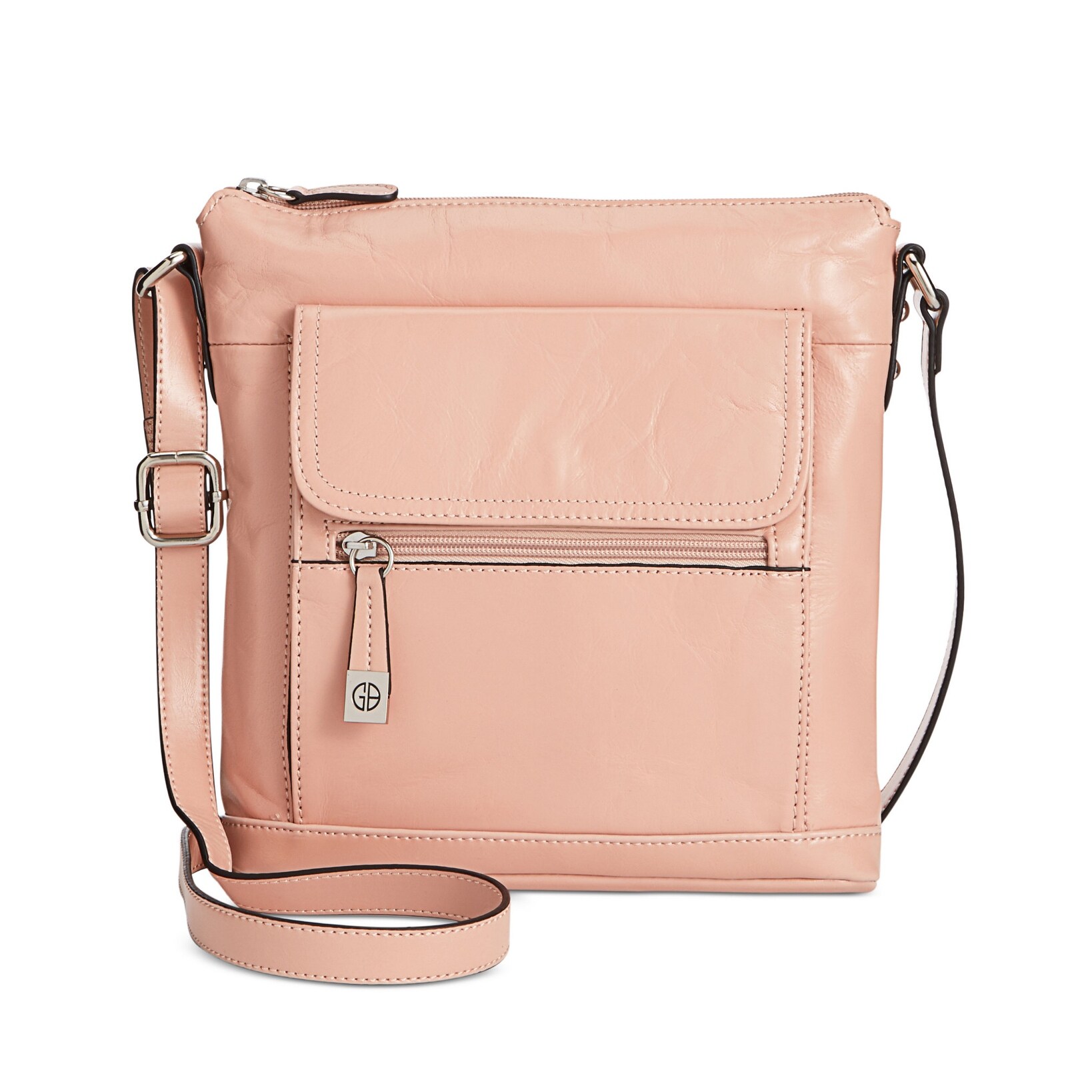 Giani Bernini Floine Glazed Leather Venice Crossbody Bag Pastel Rose One Size