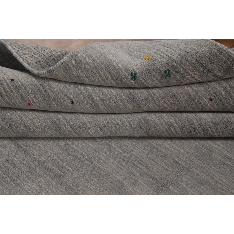 Striped Gabbeh Indian Area Rug Wool Carpet - 8'9" x 11'7"