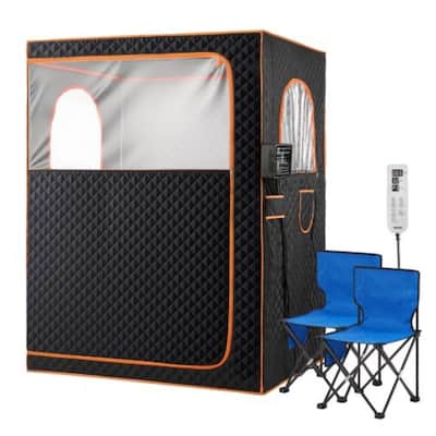 Black 2 Person Full-Body Infrared Sauna Box Foldable Sauna Tent with Adjustable Temperature - 47.2” x 35.4” x 63”