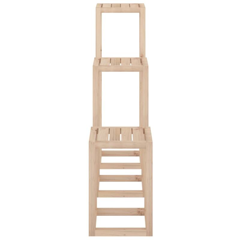 vidaXL Plant Stand Set Set of 3 Pine Solid Pine Wood - 13.4 x 13.4 x 43.3 in