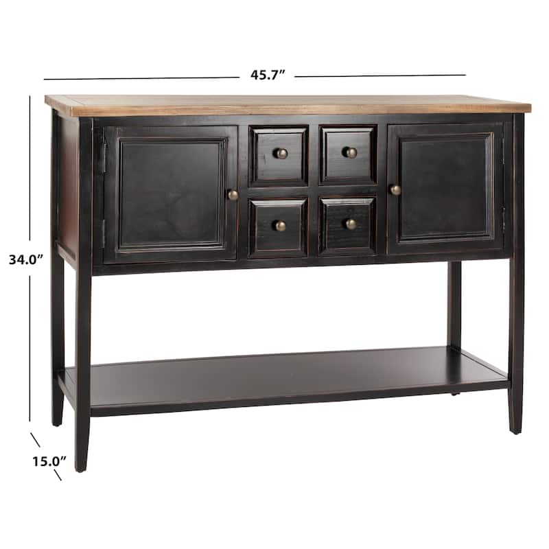 SAFAVIEH Charlotte Black Storage Sideboard - 45.7" x 15" x 34"