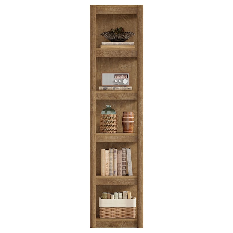 5-Tier Narrow Bookcase, 70.9" Tall Farmhouse Bookshelf