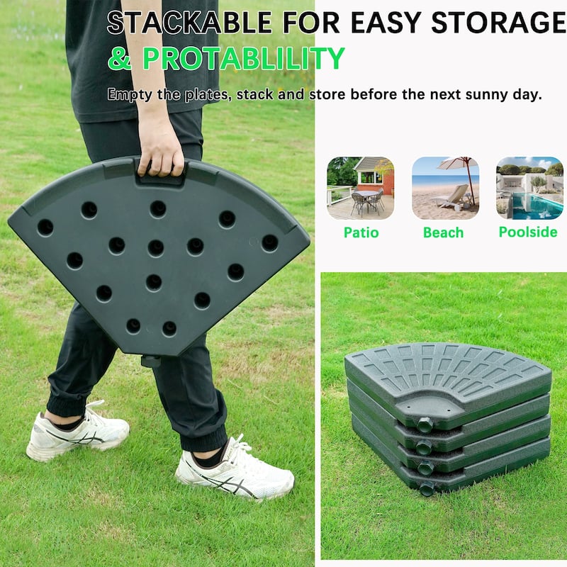 Javlergo 3-in-1 Heavy Duty Umbrella Base Stackable Sand & Water Fillable Patio Weights Portable HDPE Stand for Outdoor Umbrellas