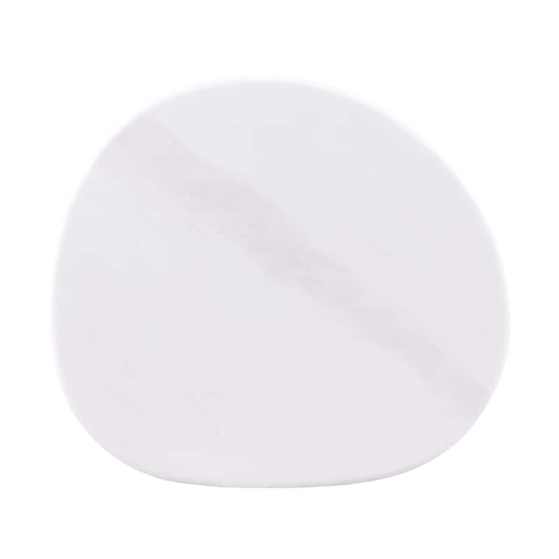 Furniture of America Luvien Modern White Sintered Stone Top End Table with Gold Pedestal Base