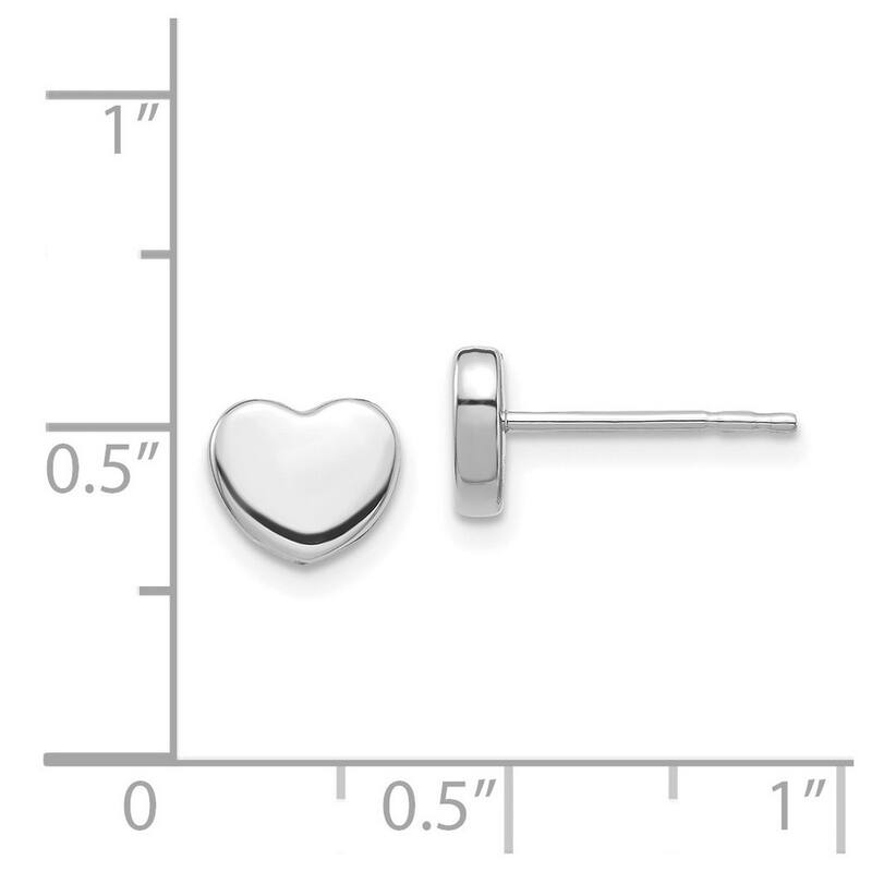 Curata 14k White Gold Polished 7mm Love Heart Post Earrings