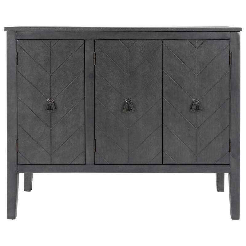 37" MDF Rustic with Adjustable Shelves - Solid Pine Legs & Metal Handles