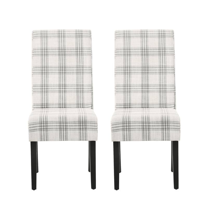 Fabric Dining Chair Set of 2, Upholstered Living Room Chair, No Arms Side Chair High-Back Accent Chair with Wood Legs