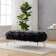preview thumbnail 19 of 22, Silver Orchid Nilsson Contemporary Modern Faux Fur Long Bench Ottoman Black