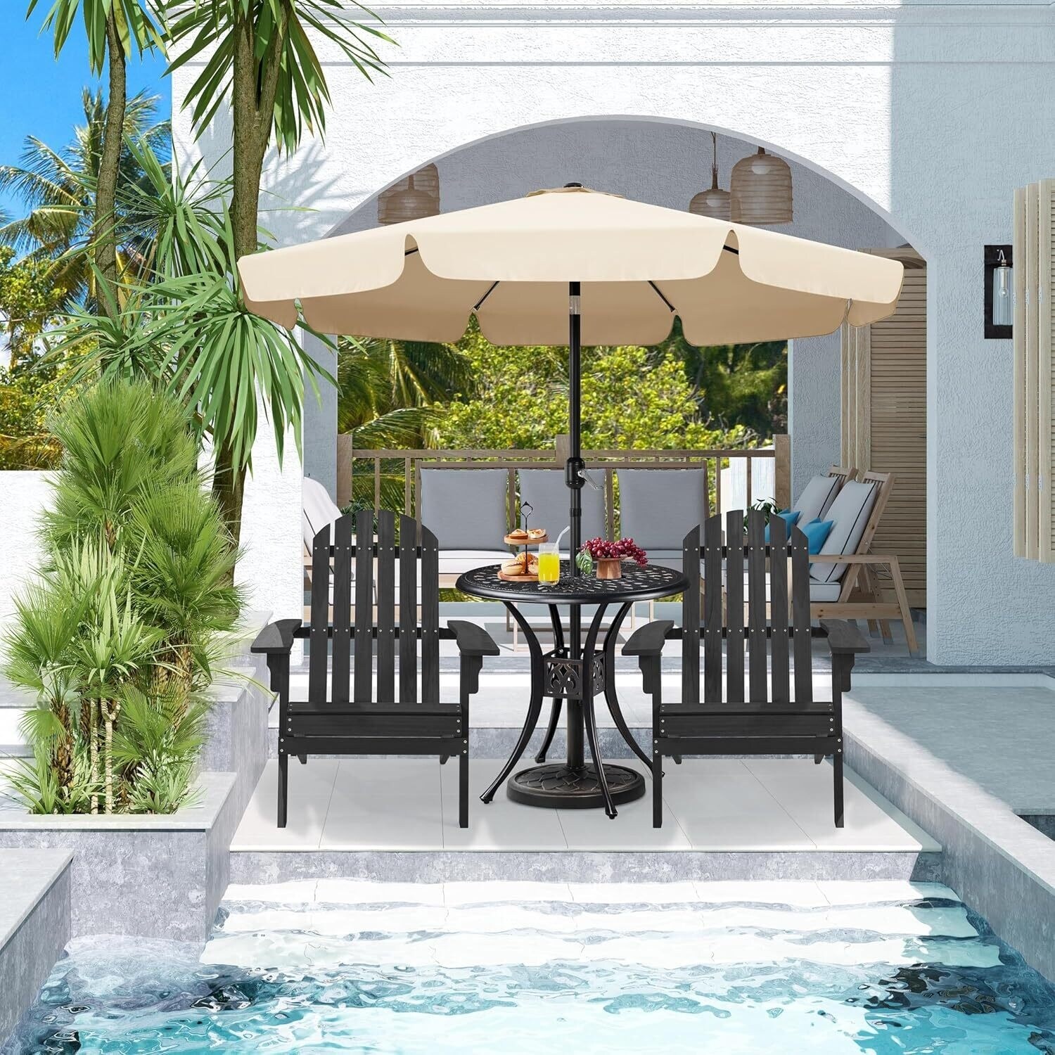 cavalier patio umbrella Seasons Sentry 10' Square Solar LED Cantilever Umbrella