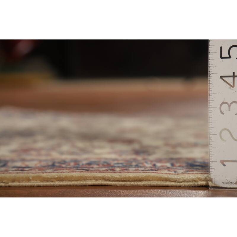 Hand Knotted Oriental 100% Wool Carpet Traditional Floral Beige & Ivories Kashan Runner Rug - 10' 0'' X 2' 7''