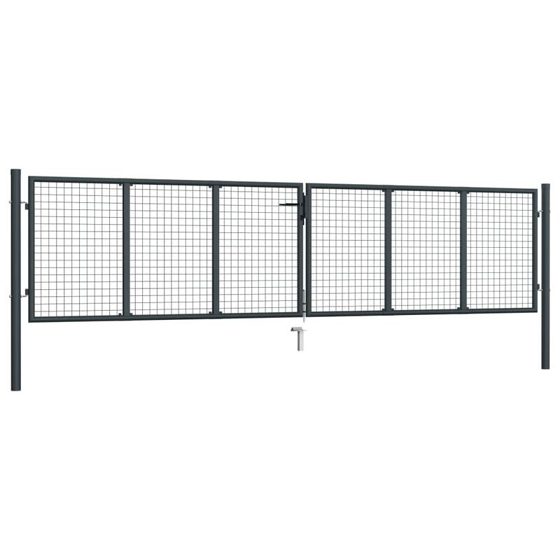 vidaXL Mesh Patio Gate Galvanised Steel 157.5x39.4" Grey - 157.5 x 59.1"