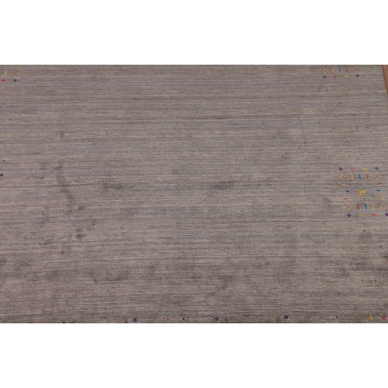 Earth Tone Gabbeh Indian Area Rug Silk Carpet - 8'0" X 9'9"