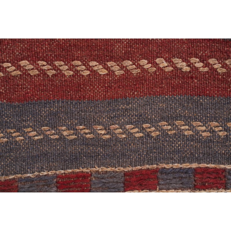 Hand Knotted Oriental 100% Wool Carpet Traditional Tribal Red Balouch Runner Rug - 7' 1'' X 1' 11''