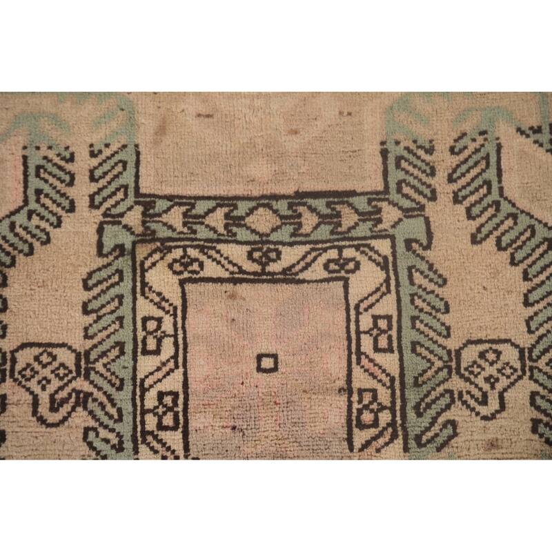 Meshkin Persian Vintage Runner Rug Handmade Wool Carpet - 3'6"x 10'3"