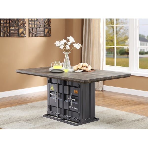 Kamloops Antique Walnut and Gunmetal Dining Table with 1 Bed