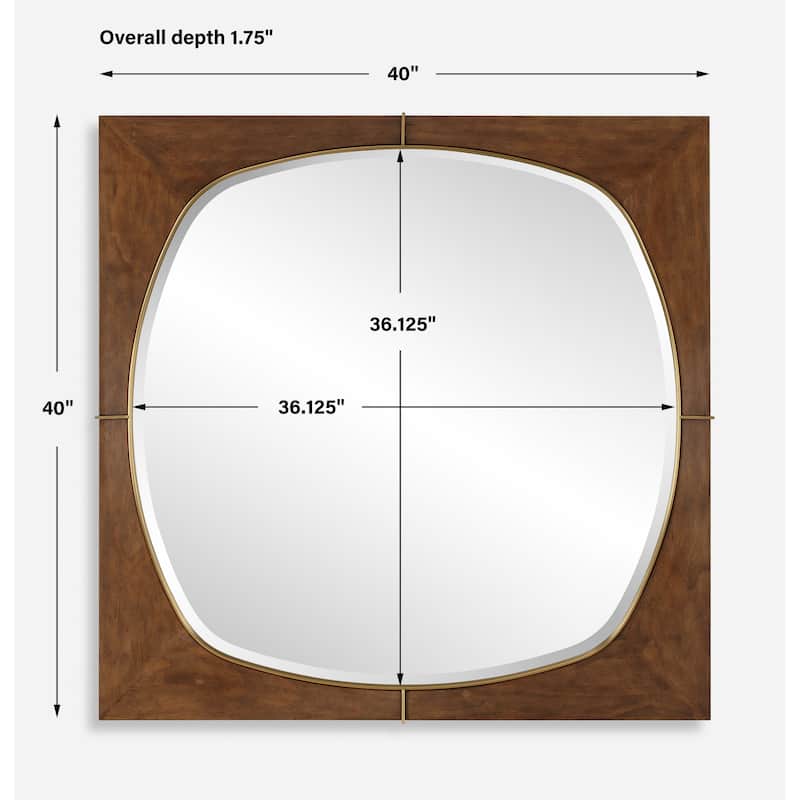 Uttermost Garonne Square Walnut Mirror - 40'' H X 40'' W X 1.75'' D