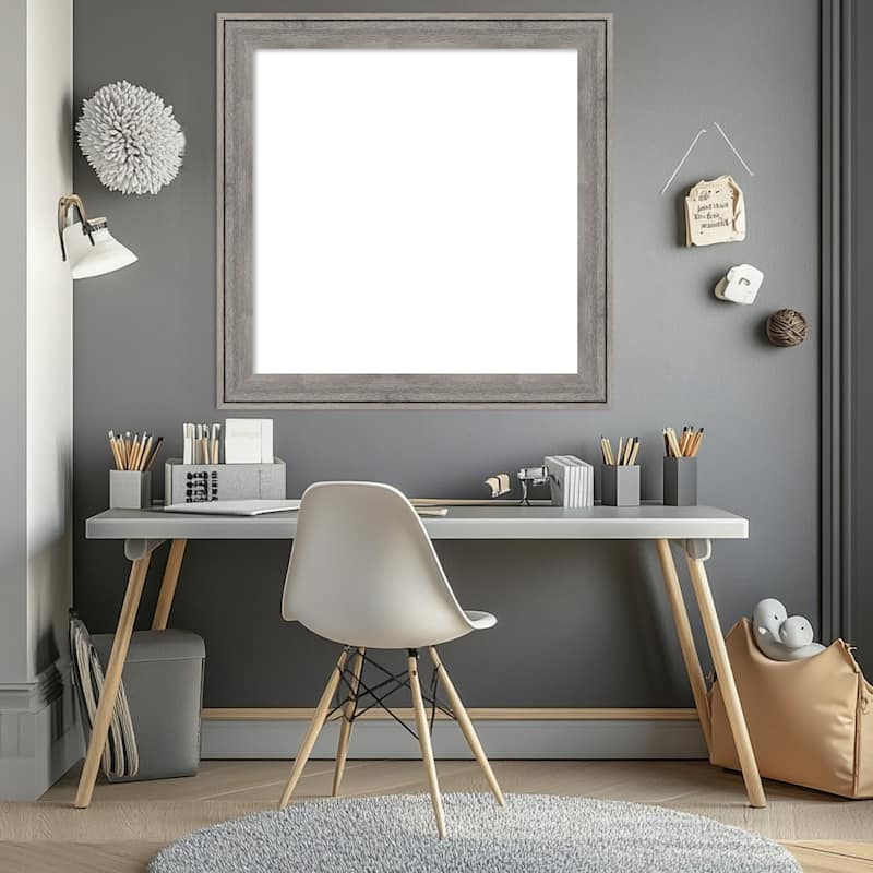 Amanti Art Regis Barnwood Grey Framed Dry Erase Magnetic Board