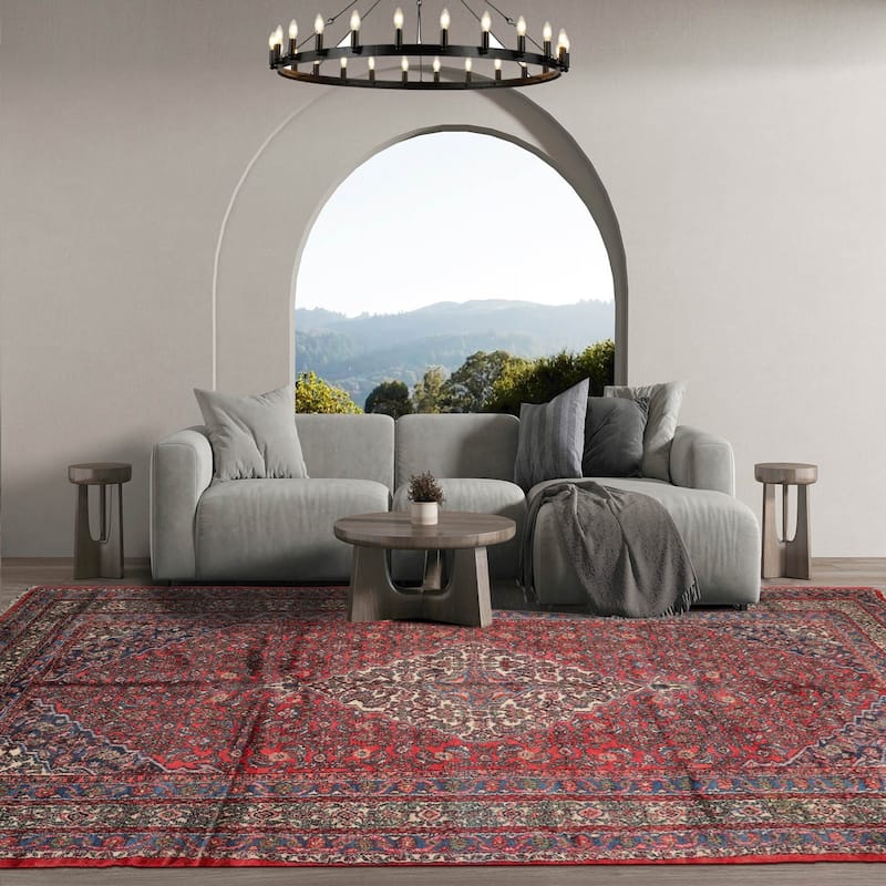 Hand Knotted Tabriz Coral Persian Wool Traditional Oriental Area Rug - 7' x 13'