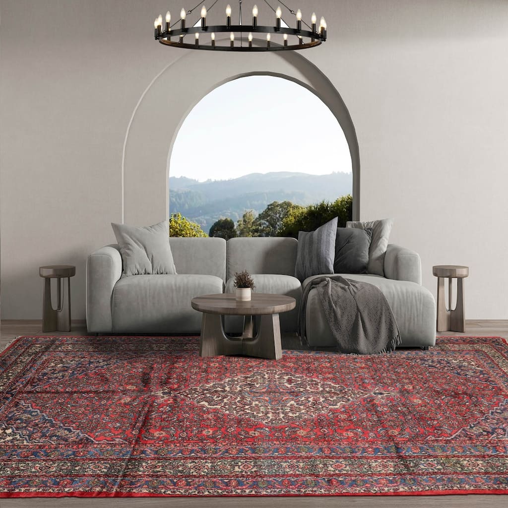 Hand Knotted Tabriz Coral Persian Wool Traditional Oriental Area Rug - 7' x 13'