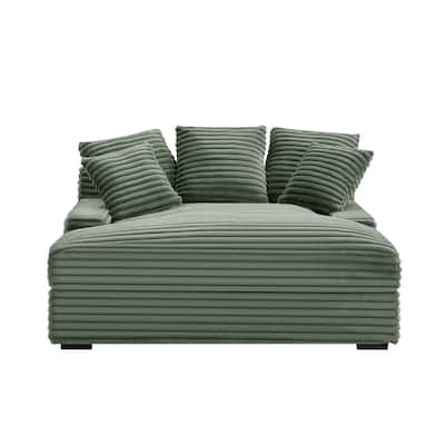Modern Double Sleeper Sofa Comfortable Cloud Couch Soft Fluffy Corduroy Upholstery With Square Armrests Bedroom