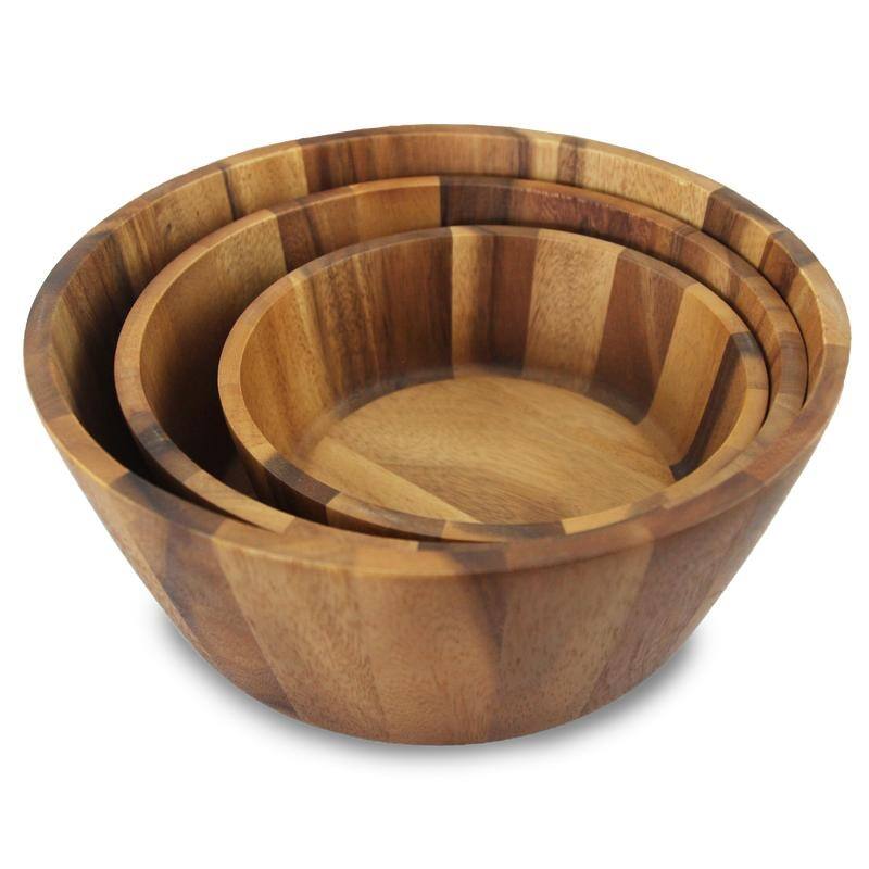 Red Vanilla Acacia Wood Light Salad Bowl