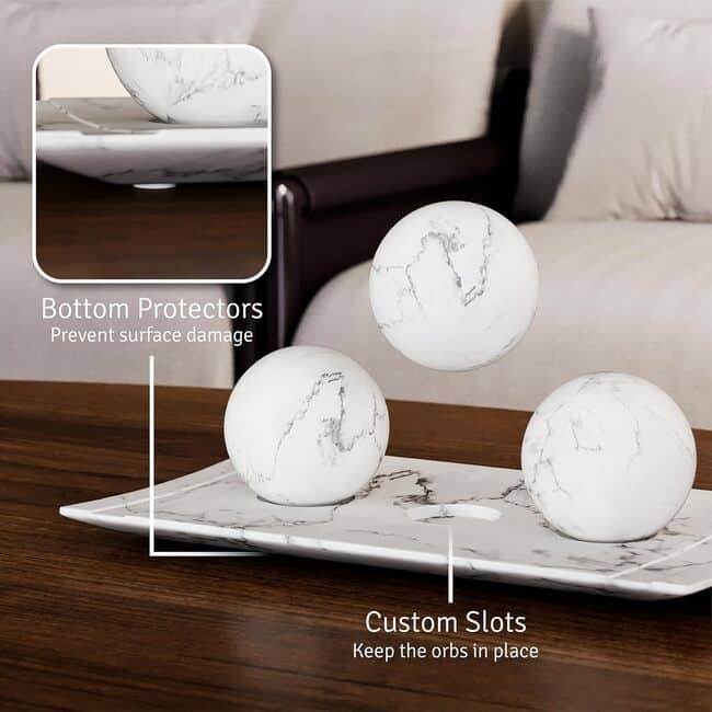 Creative Scents White Marble Home Decor Tray and Orb Set