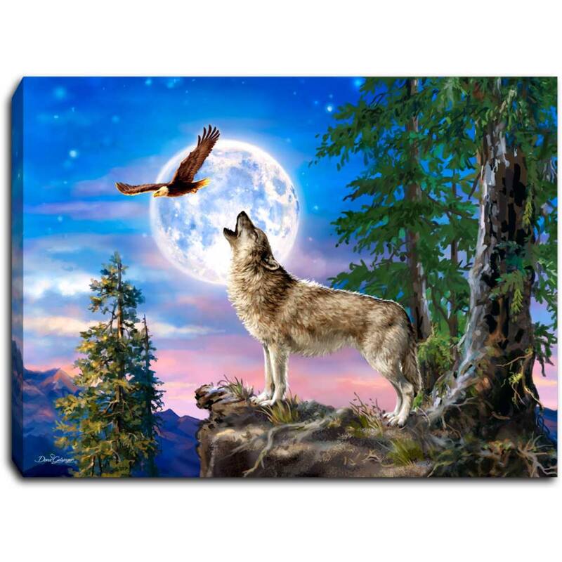 8" Blue and White Wolf Moon LED Lighted Tabletop Decor