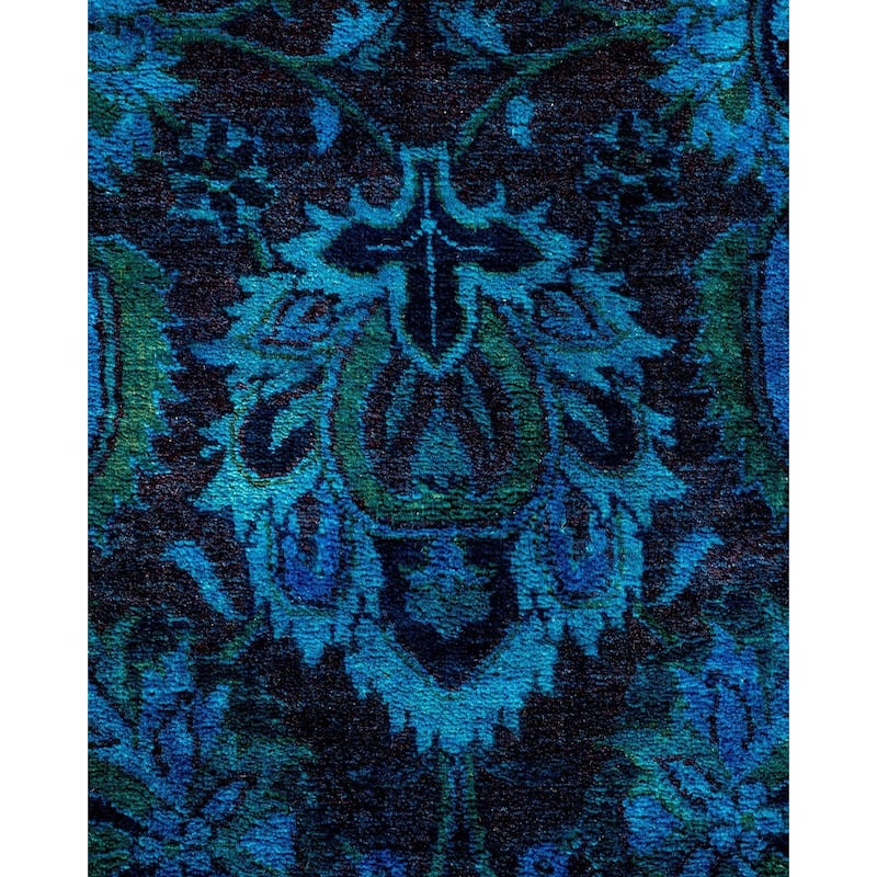 Overton Hand Knotted Wool Vintage Inspired Modern Contemporary Overdyed Black Area Rug - 3' 2" x 5' 2"