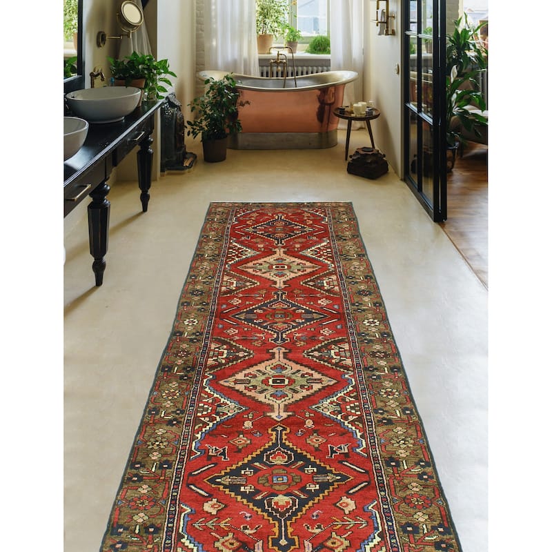 Fine Vintage Distressed Safaa Red/Brown Runner - 2'11" x 9'3"