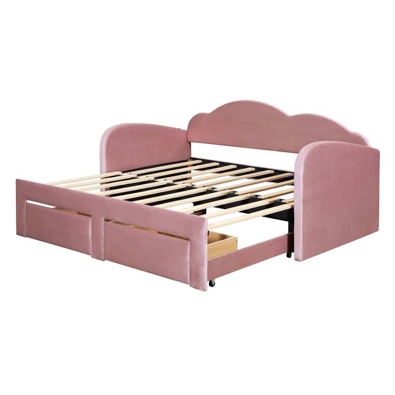 Upholstered daybed with Cloud-Shaped Backrest