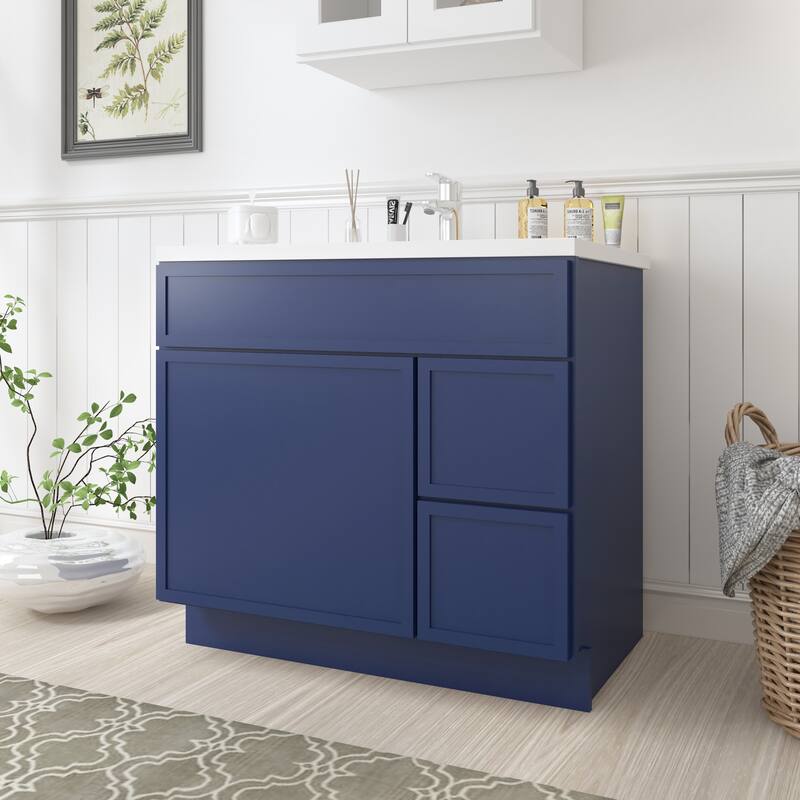 Vanity Art 36" Freestanding Single Base 2 Drawers Storage Cabinet with Soft Close Door
