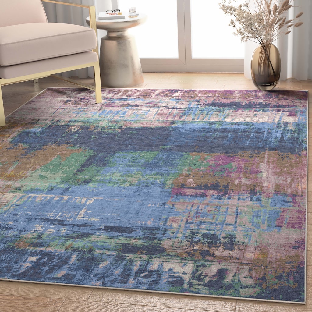 Well Woven Abstract Mandala Vintage Flat-Weave Area Rug