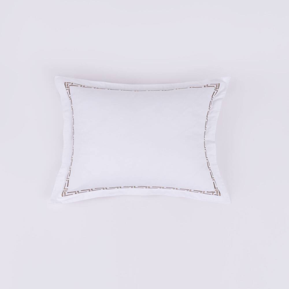 Ellis Cotton Sateen, White/Mushroom, Duvet Cover or Sham