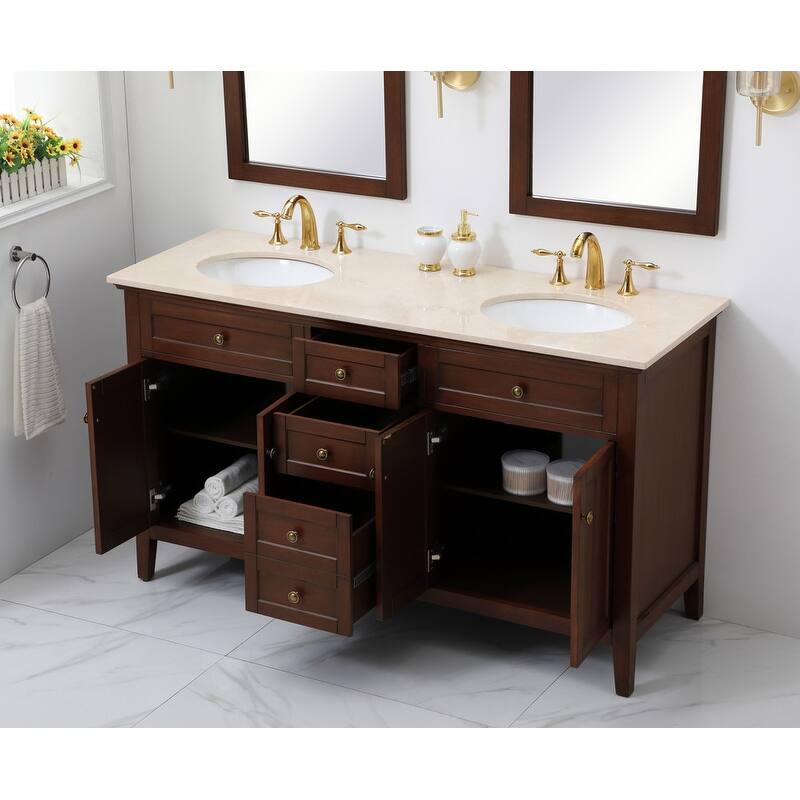 Modern 60" Double Bathroom Vanity Set