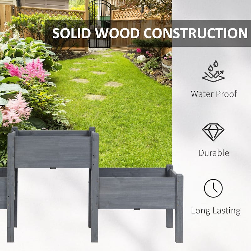 Outsunny 73" x 18" x 32" 3 Tier Raised Garden Bed w/ Three Elevated Planter Box, Freestanding Wooden Plant Stand