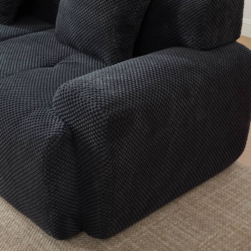 104"W Modern Upholstered Sectional Sofa with 3 Pillows and Ottoman