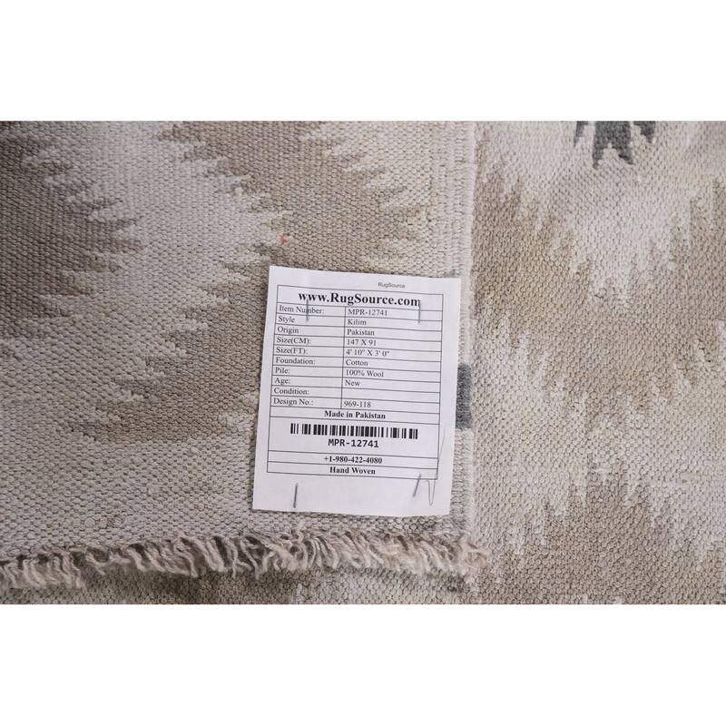 Reversible Kilim Accent Rug Flatweave Oriental Wool Carpet - 3'0"x 4'10"