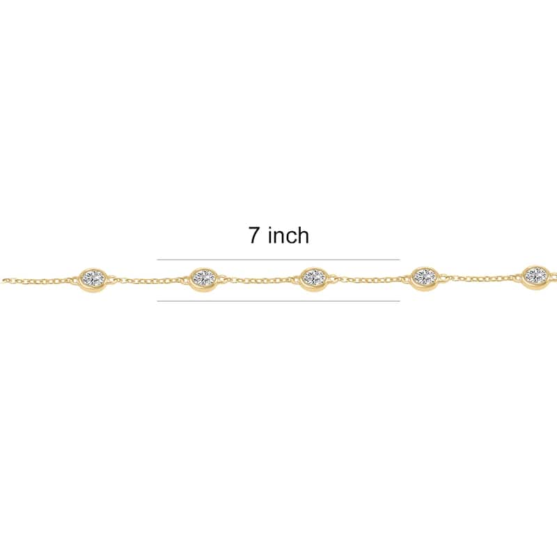Marquee 1 Carat TW Bezel Set Lab Grown Diamond Station Bracelet in 14K Yellow Gold