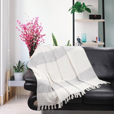 Novica Handmade Diamond Elegance In Grey Cotton Throw Blanket