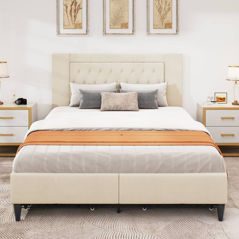 Velet Upholstered Headboard Storage Bed Frame