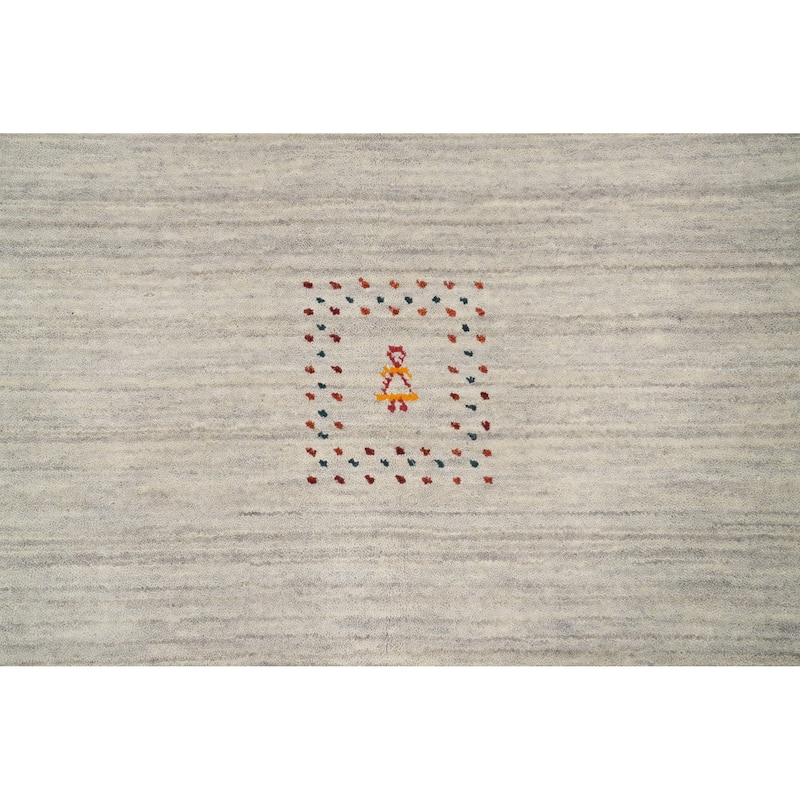 Hand Knotted Oriental 100% Wool Carpet Tribal Animal Pictorial Beige & Ivories Gabbeh Area Rug - 7' 9'' X 5' 0''