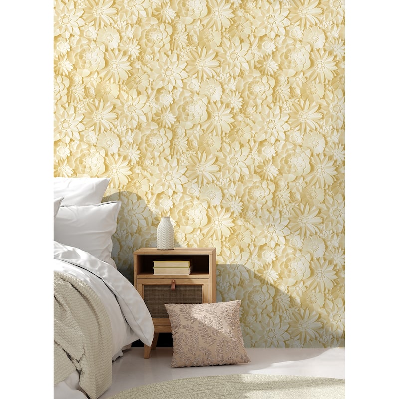 Fine Decor Dacre Yellow Floral Wallpaper