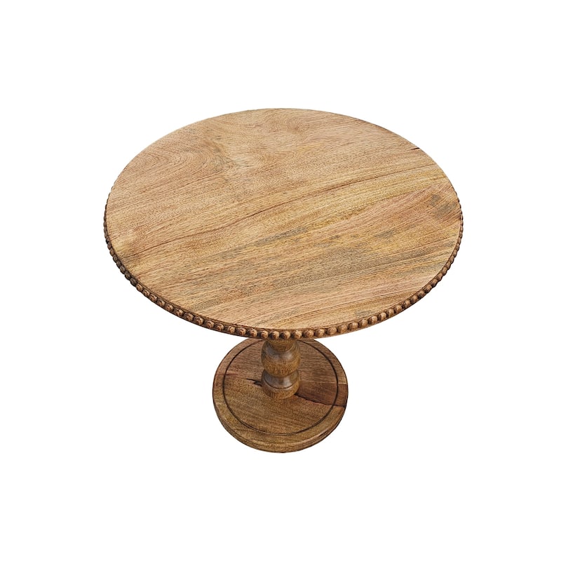 20.5 in. Natural Brown Round Wood End Table, Sturdy Build End Side Table for Living Rooms