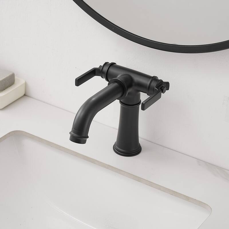 Modern 2 Handle Bathroom Sink Faucet with Pop Up Drain, Multi Function Handle, Drip Free Ceramic Valve