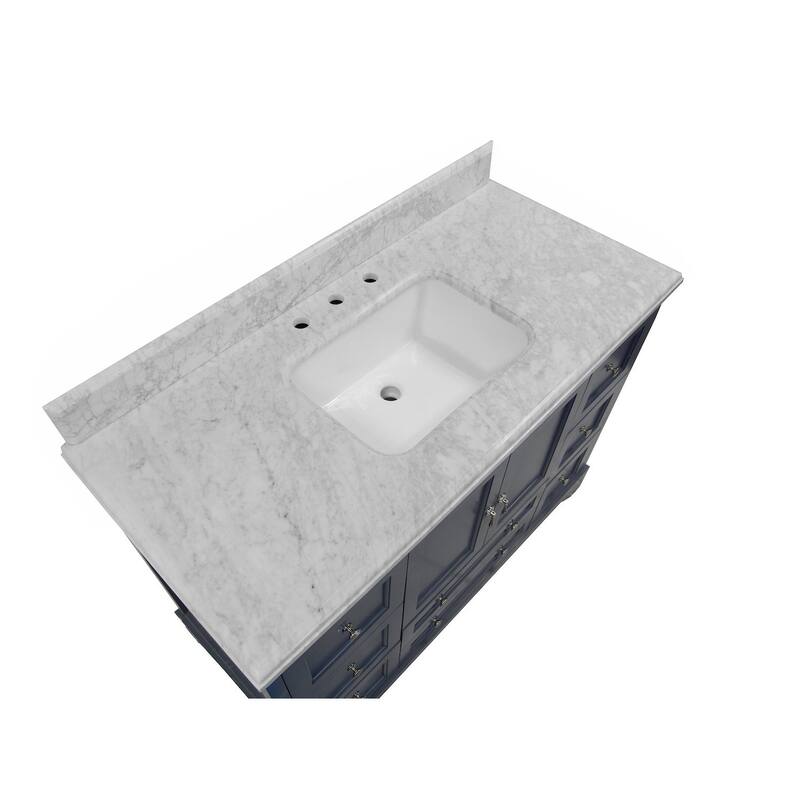 KitchenBathCollection Madison 48" Bathroom Vanity with Carrara Marble Top