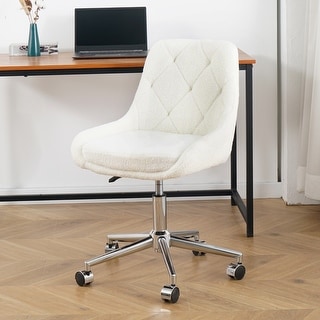 Modern Teddy Fleece Fabric with Metal Legs with Lift Adjustment, Swivel Office Chair