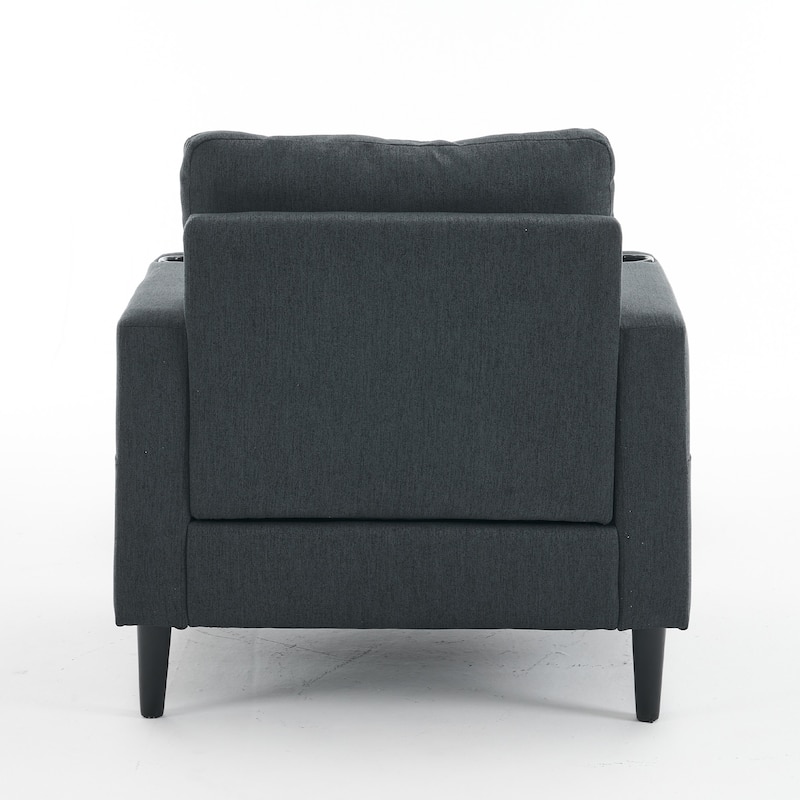 31.5" Tufted Arm Chair with Storage and Cup Holders