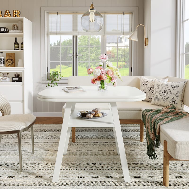 Modern Dining Table, Kitchen Table with Storage Shelf for Dining/Living Room, Home, Apartment