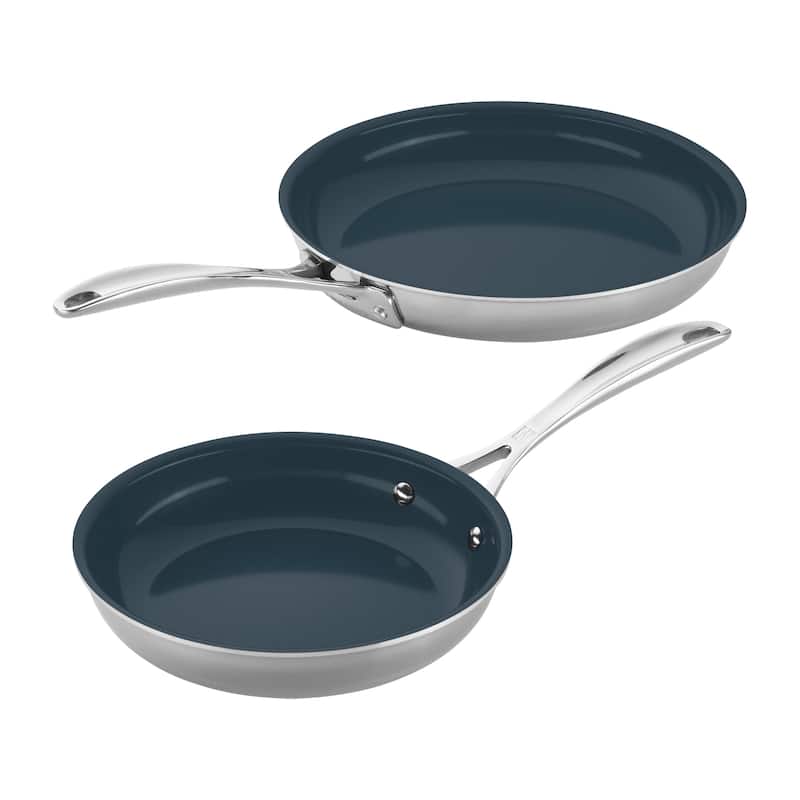 ZWILLING Clad CFX 2-pc Stainless Steel Ceramic Nonstick 8-in & 10-in Fry Pan Set - Stainless Steel - 2 Piece - 2-pc